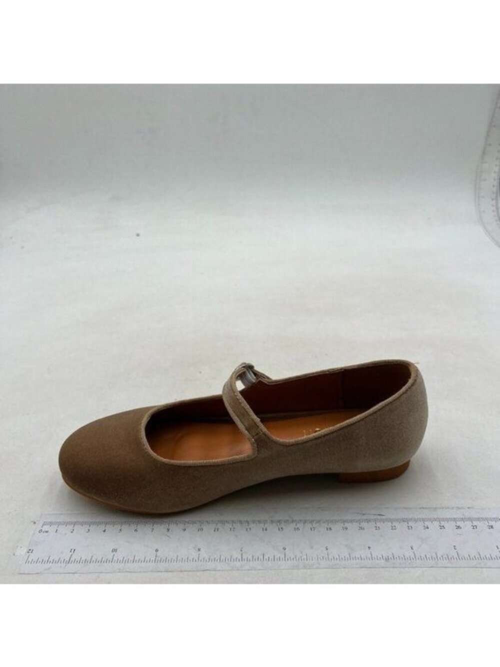 Pazzion Khaki Round Toe Mary Janes Comfortable Strap Buckled Ballet Flats